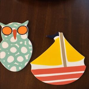 Colorful Owl and Sailboat Ceramic Set